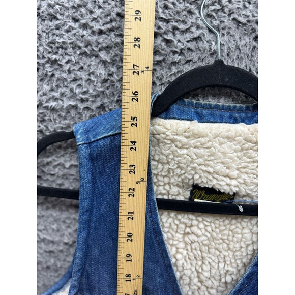 Vintage Wrangler Sherpa Fleece Lined Denim Vest Dark Wash Mens‎ Size M - Picture 7 of 9